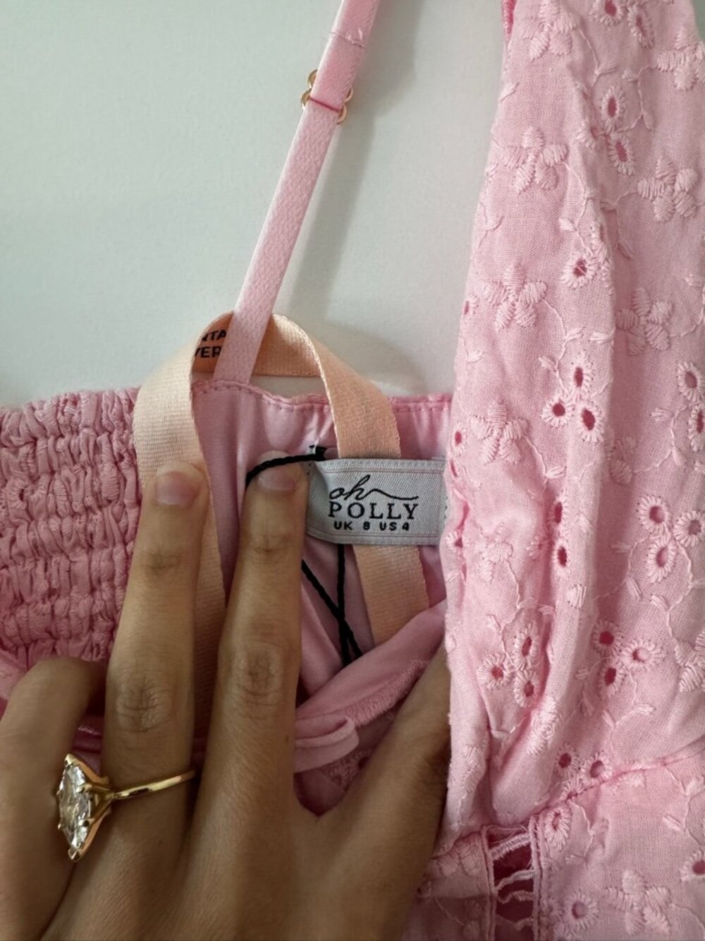 NWT Oh Polly Pink Floral Eyelet Maxi Dress - Size 4 - Picture 7 of 9